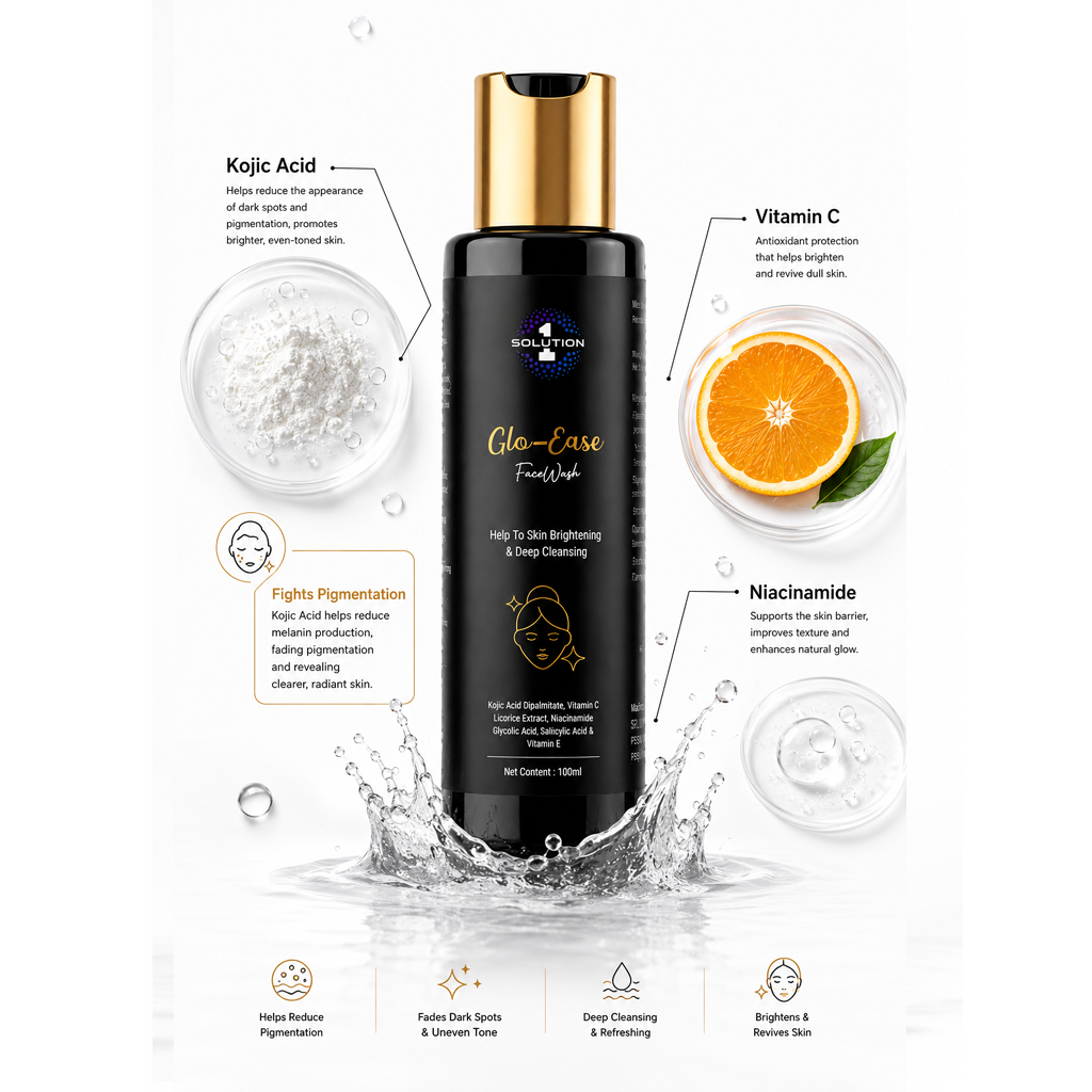 solution one glo ease kojic acid face wash for pigmentation & dark spots | brightening & deep cleansing solution one glo ease kojic acid face wash for pigmentation & dark spots | brightening & deep cleansing